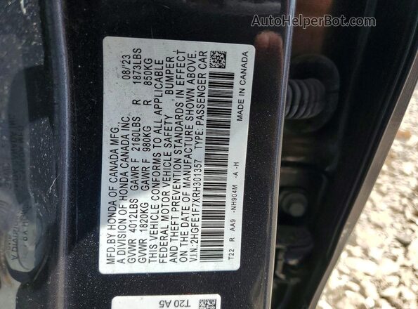 2HGFE1F7XRH301357 2024 HONDA CIVIC Gray Engine compartment view