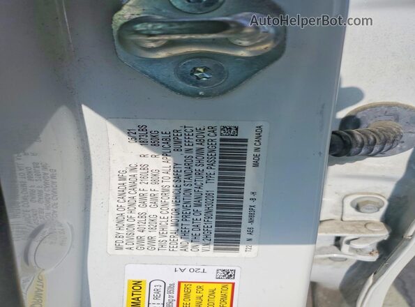 2HGFE1F90NH302061 2022 HONDA CIVIC Белый Вид наклейки с VIN-кодом