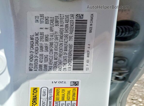 2HGFE1F90PH314567 2023 HONDA CIVIC Белый Вид подкапотного пространства