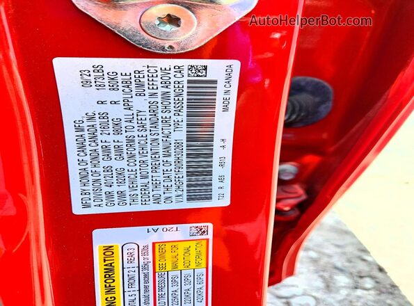 2HGFE1F90RH302681 2024 HONDA CIVIC Красный Вид подкапотного пространства