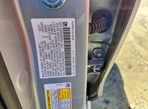 2HGFE1F91NH307821 2022 HONDA CIVIC Серебряный Вид подкапотного пространства