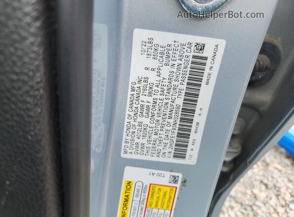2HGFE1F93NH328590 2022 HONDA CIVIC Blue ძრავის განყოფილების ხედი
