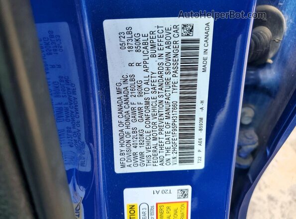 2HGFE1F95PH317660 2023 HONDA CIVIC Blue Engine compartment view