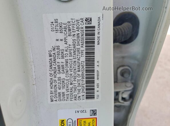 2HGFE1F96RH324572 2024 HONDA CIVIC White Vista del compartimento del motor