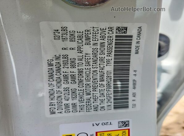 2HGFE1F99RH328101 2024 HONDA CIVIC White Շարժիչի բաժամունքի տեսք