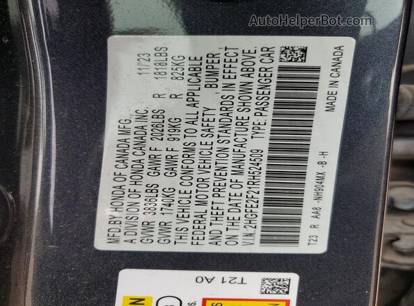 2HGFE2F21RH524509 2024 HONDA CIVIC Gray Widok komory silnika