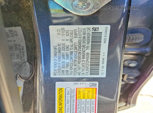 2HGFE2F23PH560568 2023 HONDA CIVIC Charcoal VIN კოდის სტიკერის ხედი