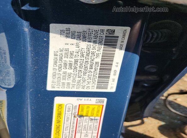 2HGFE2F23TH512286 2026 HONDA CIVIC Blue Engine compartment view
