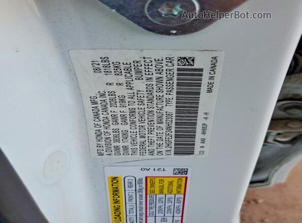 2HGFE2F24NH523087 2022 HONDA CIVIC Белый Вид подкапотного пространства