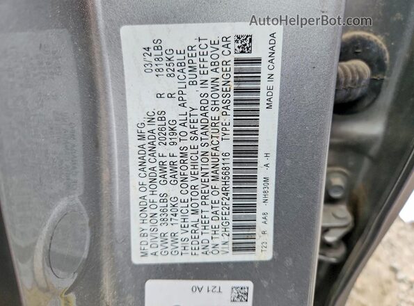 2HGFE2F24RH568116 2024 HONDA CIVIC Silver VIN կոդի պիտակի տեսք