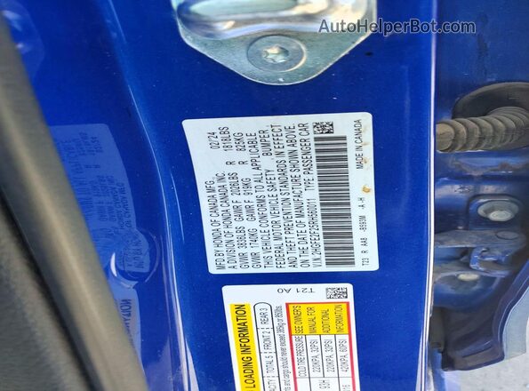 2HGFE2F25RH560011 2024 HONDA CIVIC Blue VIN կոդի պիտակի տեսք