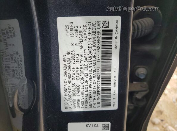 2HGFE2F27TH524621 2026 HONDA CIVIC Charcoal VIN sticker view