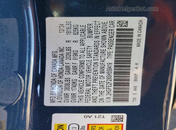 2HGFE2F28SH558419 2025 HONDA CIVIC Blue Vista del compartimento del motor