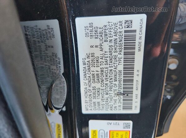 2HGFE2F29SH601696 2025 HONDA CIVIC Black Vista del compartimento del motor