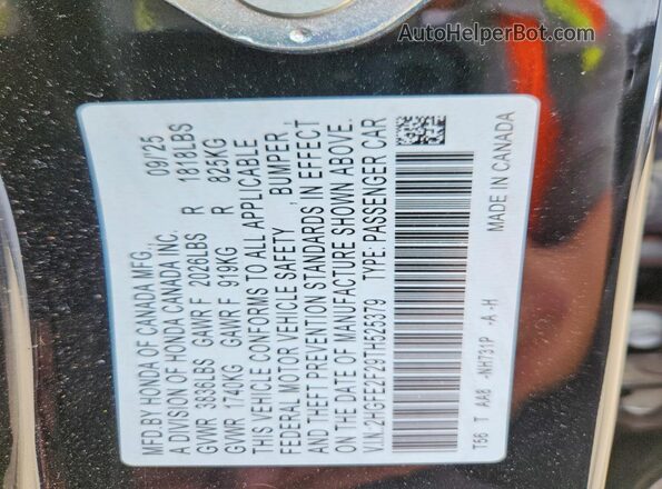 2HGFE2F29TH525379 2026 HONDA CIVIC Black Вид підкапотного простору