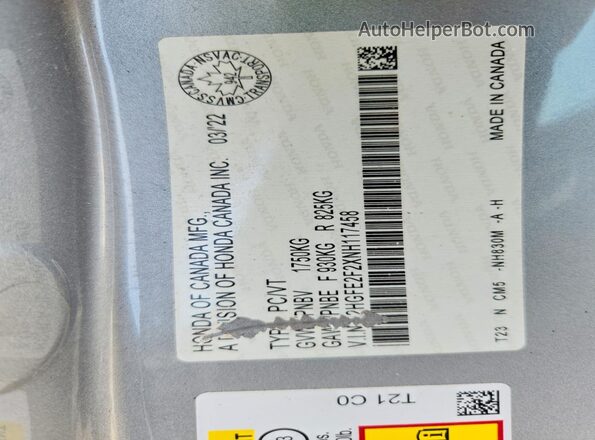 2HGFE2F2XNH117458 2022 HONDA CIVIC Серебряный Вид подкапотного пространства