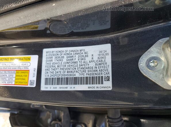 2HGFE2F2XSH508024 2025 HONDA CIVIC Gray Շարժիչի բաժամունքի տեսք