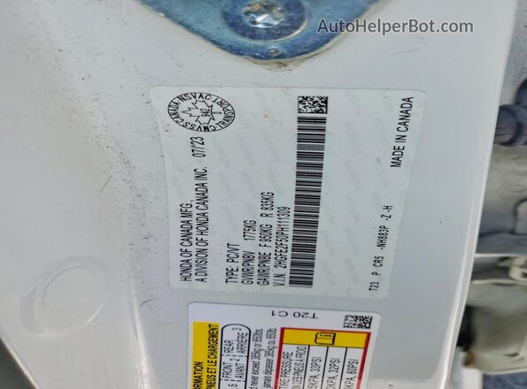 2HGFE2F50PH111309 2023 HONDA CIVIC White Widok komory silnika