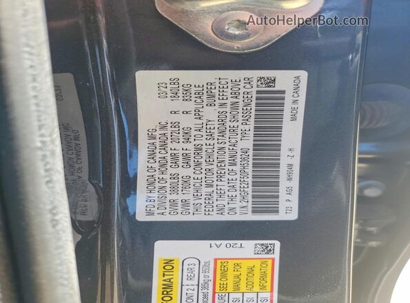 2HGFE2F50PH536240 2023 HONDA CIVIC Gray Vista del compartimento del motor