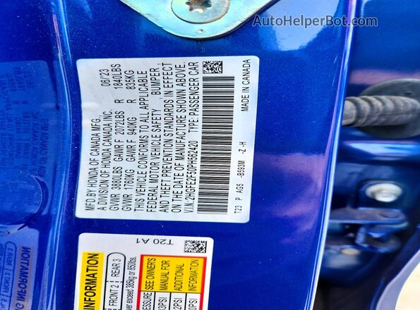 2HGFE2F50PH562420 2023 HONDA CIVIC Blue Engine compartment view