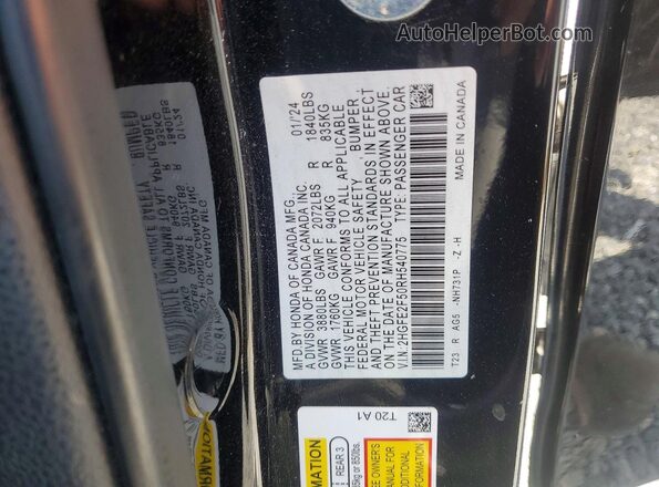2HGFE2F50RH540775 2024 HONDA CIVIC Черный Вид подкапотного пространства