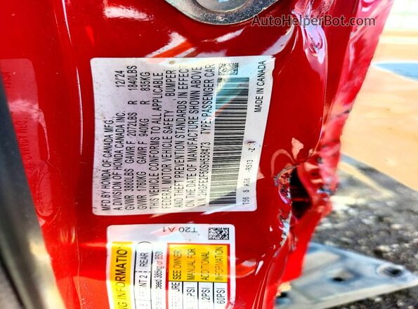 2HGFE2F50SH558473 2025 HONDA CIVIC Red ძრავის განყოფილების ხედი
