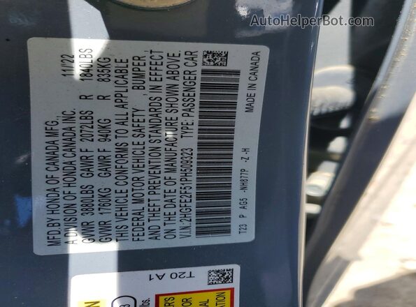 2HGFE2F51PH509323 2023 HONDA CIVIC Gray VIN sticker view