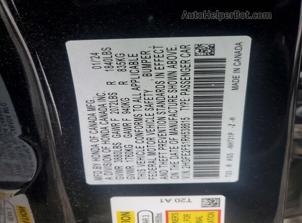 2HGFE2F51RH538615 2024 HONDA CIVIC Black Вид підкапотного простору