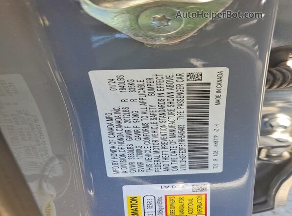 2HGFE2F51RH545483 2024 HONDA CIVIC Gray Вид підкапотного простору