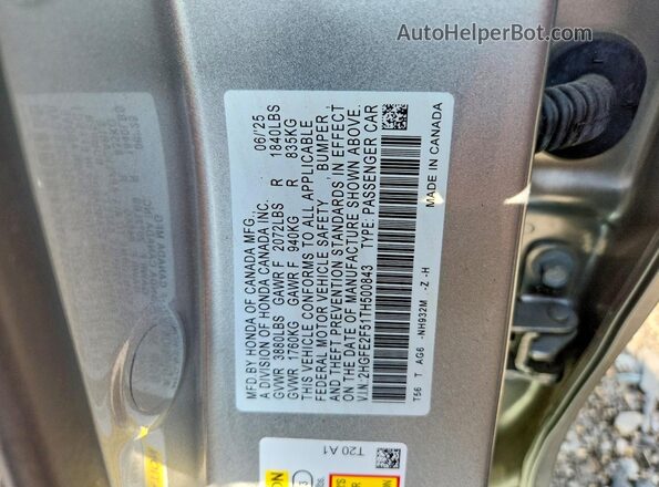 2HGFE2F51TH500843 2026 HONDA CIVIC Silver ძრავის განყოფილების ხედი