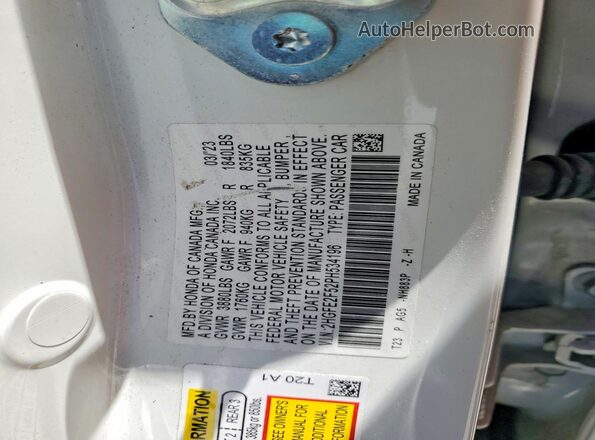 2HGFE2F52PH534196 2023 HONDA CIVIC Белый Вид подкапотного пространства