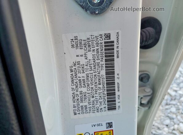 2HGFE2F52SH501577 2025 HONDA CIVIC White Вид підкапотного простору