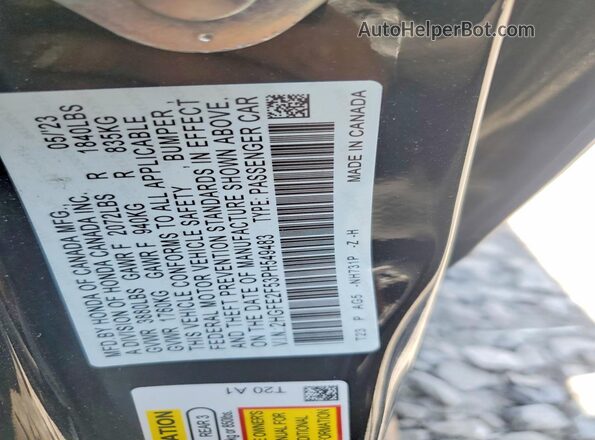 2HGFE2F53PH549483 2023 HONDA CIVIC Black Vista del compartimento del motor