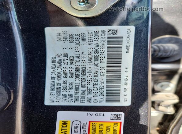 2HGFE2F53RH579165 2024 HONDA CIVIC Gray Вид підкапотного простору