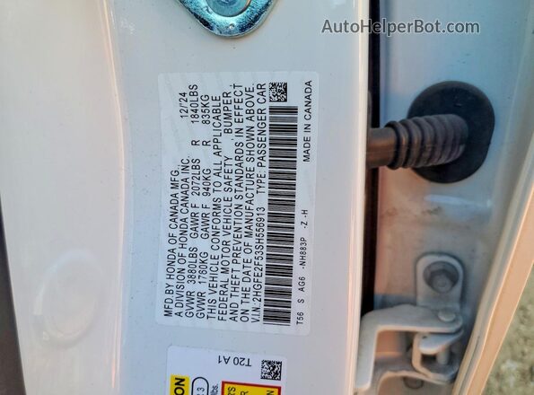 2HGFE2F53SH556913 2025 HONDA CIVIC White Вид підкапотного простору