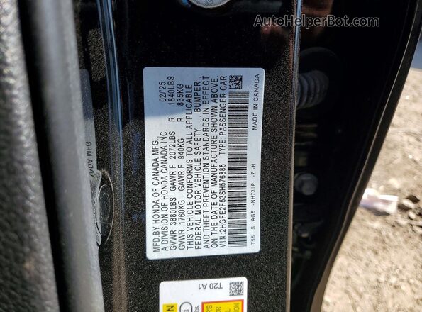 2HGFE2F53SH576885 2025 HONDA CIVIC Black Вид підкапотного простору