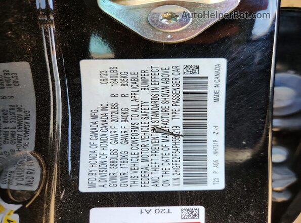 2HGFE2F54PH557219 2023 HONDA CIVIC Black Widok naklejki z numerem VIN