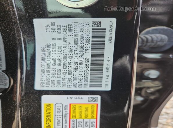 2HGFE2F54SH512631 2025 HONDA CIVIC Black ძრავის განყოფილების ხედი