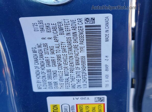2HGFE2F54SH566558 2025 HONDA CIVIC Blue Widok komory silnika