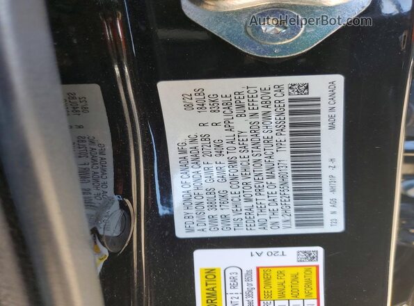 2HGFE2F55NH601371 2022 HONDA CIVIC Black Շարժիչի բաժամունքի տեսք