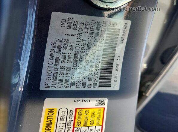 2HGFE2F55RH525611 2024 HONDA CIVIC Blue ძრავის განყოფილების ხედი