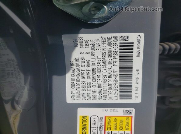 2HGFE2F55SH533777 2025 HONDA CIVIC Gray ძრავის განყოფილების ხედი