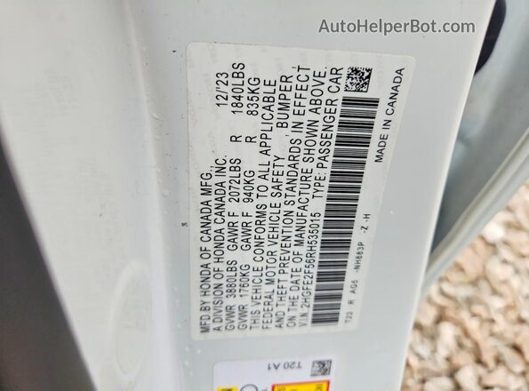 2HGFE2F56RH535015 2024 HONDA CIVIC White ძრავის განყოფილების ხედი