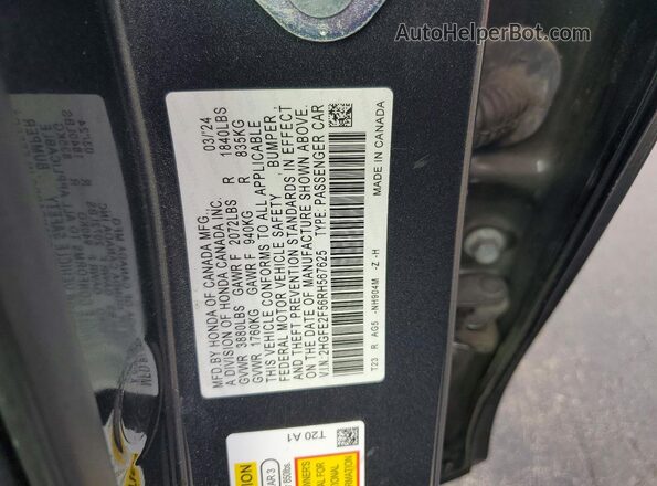 2HGFE2F56RH567625 2024 HONDA CIVIC Gray ძრავის განყოფილების ხედი