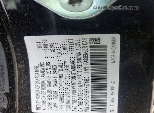 2HGFE2F56RH571660 2024 HONDA CIVIC Черный Вид подкапотного пространства