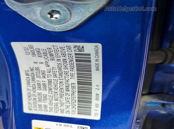 2HGFE2F57PH516678 2023 HONDA CIVIC Blue Vista del compartimento del motor