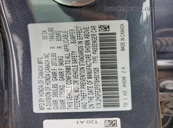 2HGFE2F57SH501526 2025 HONDA CIVIC Charcoal Շարժիչի բաժամունքի տեսք
