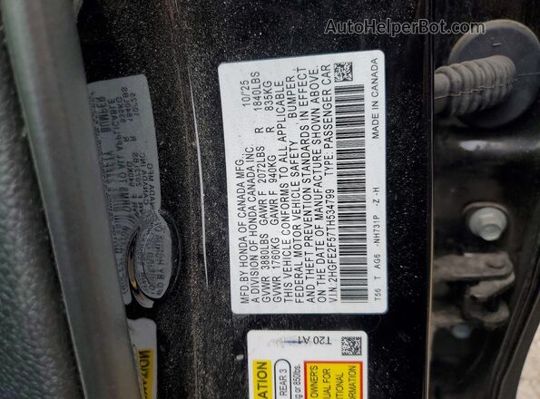 2HGFE2F57TH534799 2026 HONDA CIVIC Черный Вид подкапотного пространства