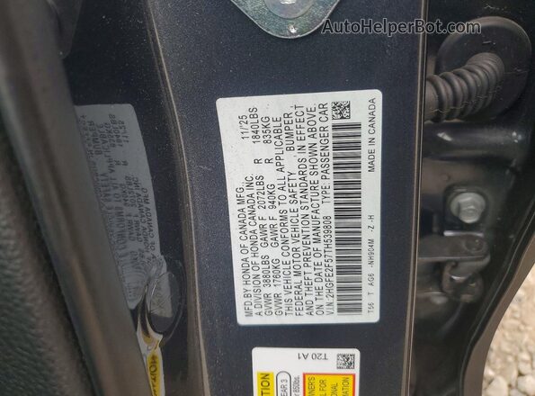 2HGFE2F57TH539808 2026 HONDA CIVIC Charcoal Вид підкапотного простору