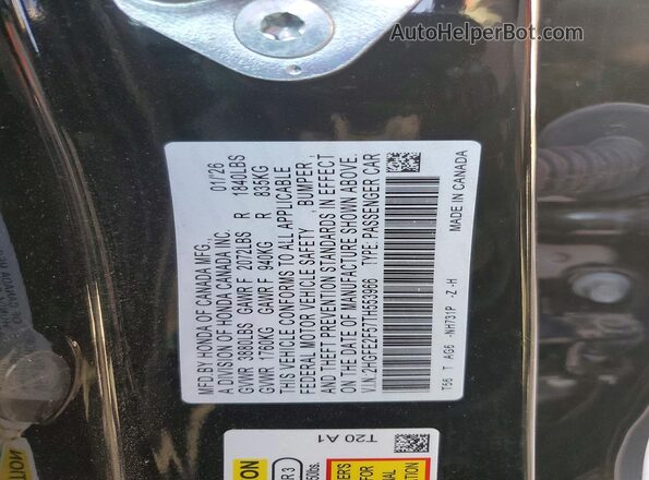 2HGFE2F57TH553966 2026 HONDA CIVIC Black ძრავის განყოფილების ხედი